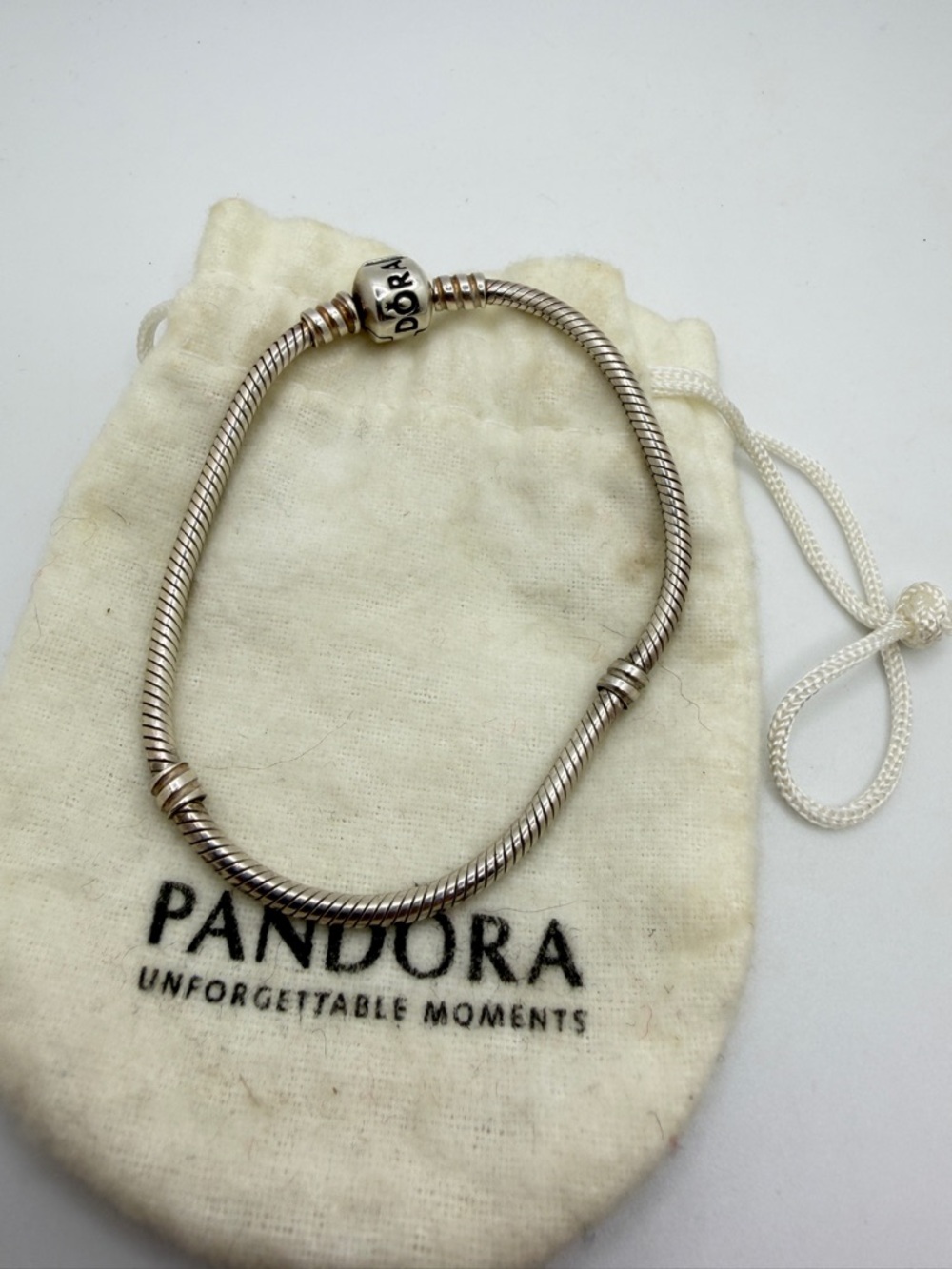 ~7.25" Sterling Silver PANDORA starter charm bracelet!
